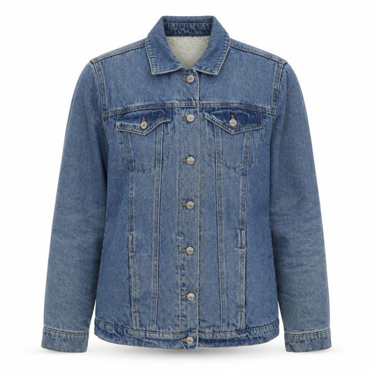Front view of New Look women’s blue jacket, size UK 8