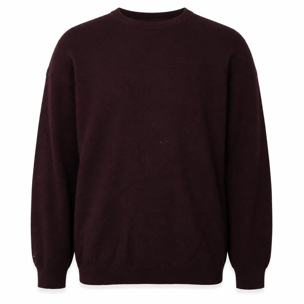 Front view of Matalan men’s red round neck cotton jumper, size L