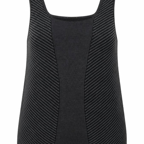 Per Una Womens Grey Round Neck Striped Viscose Vest Jumper Size 16