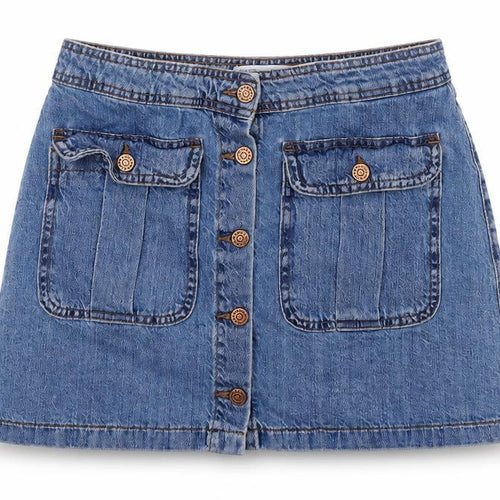 TRF DENIM Womens Blue  Cotton A-Line Skirt Size M