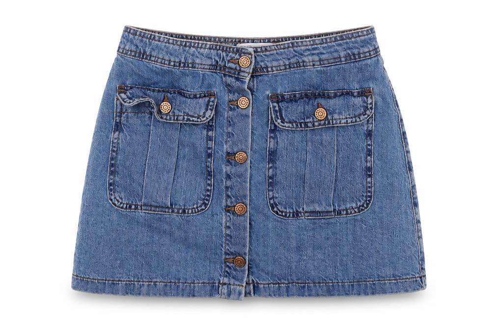 TRF DENIM Womens Blue  Cotton A-Line Skirt Size M