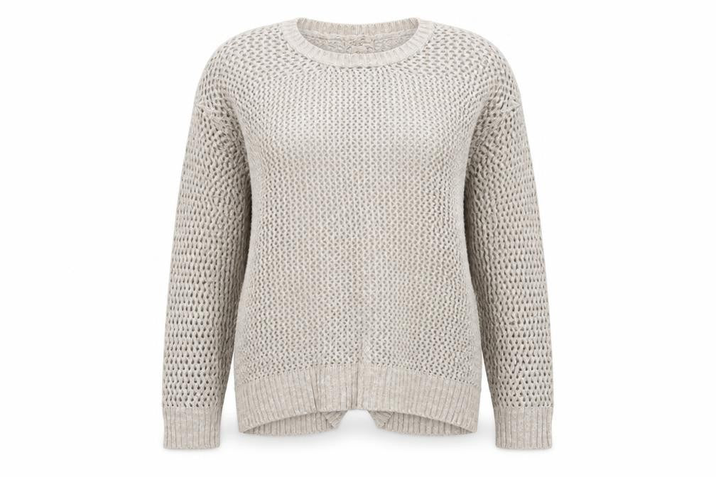 Lucky Brand Womens Beige Round Neck  Cotton Pullover Jumper Size XL