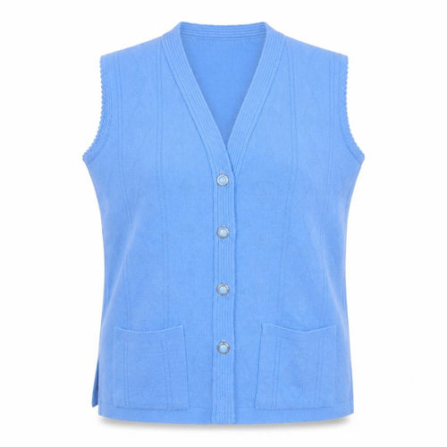 Insight Womens Blue V-Neck  Acrylic Vest Jumper Size S