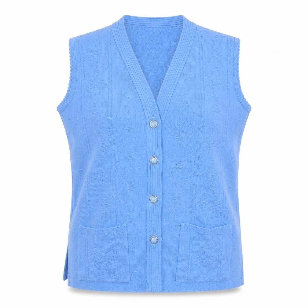 Insight Womens Blue V-Neck  Acrylic Vest Jumper Size S