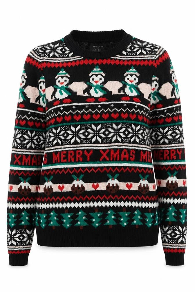 Front view of New Look women’s multicoloured round neck acrylic jumper, size S
