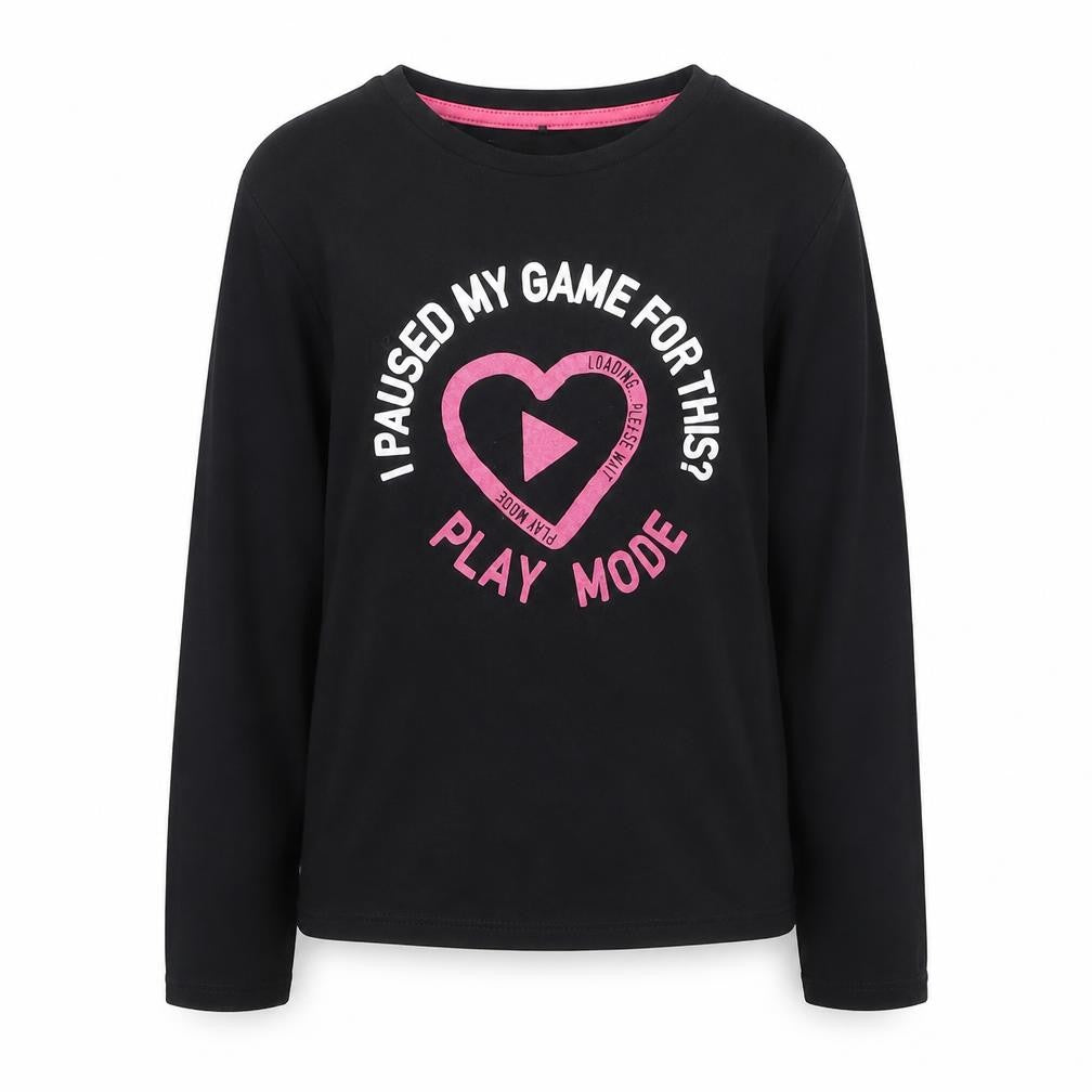 Front view of George girls’ black cotton basic casual, size 7-8, years round neck