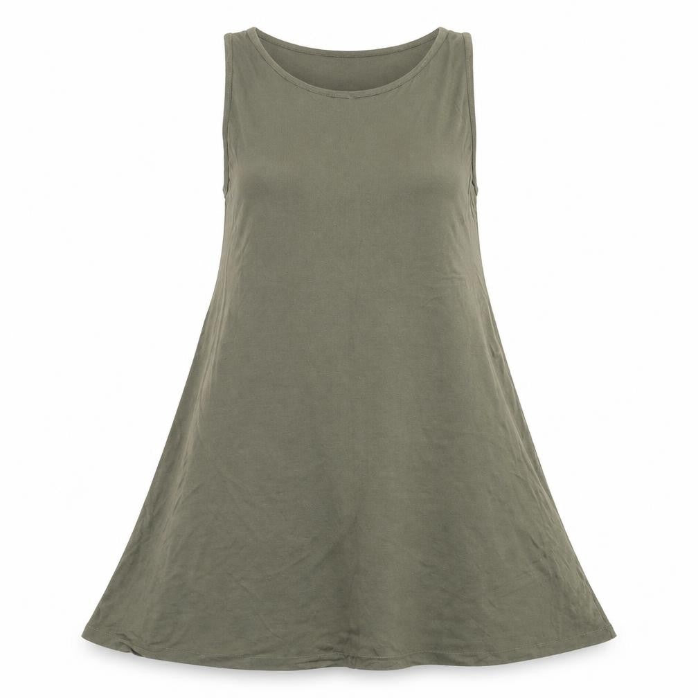 Front view of H&M women’s green viscose a-line, size S, crew neck pullover