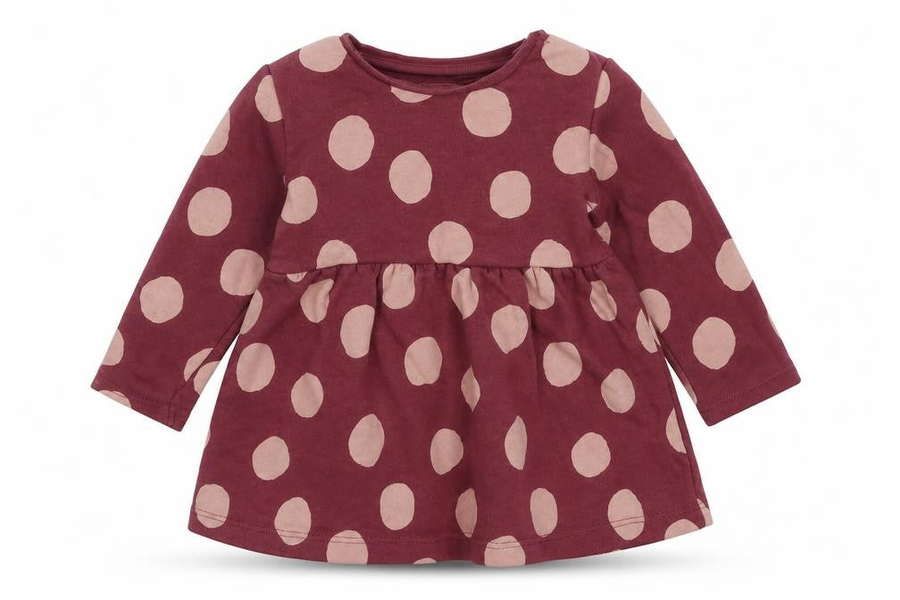 FRED&FLO Girls Pink Polka Dot  Basic T-Shirt Size 3-6 Months Round Neck