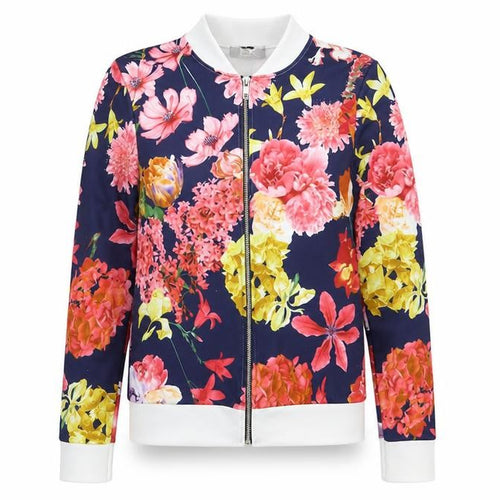 I-X London Womens Blue Floral Polyester Full Zip Sweatshirt Size 8  Zip