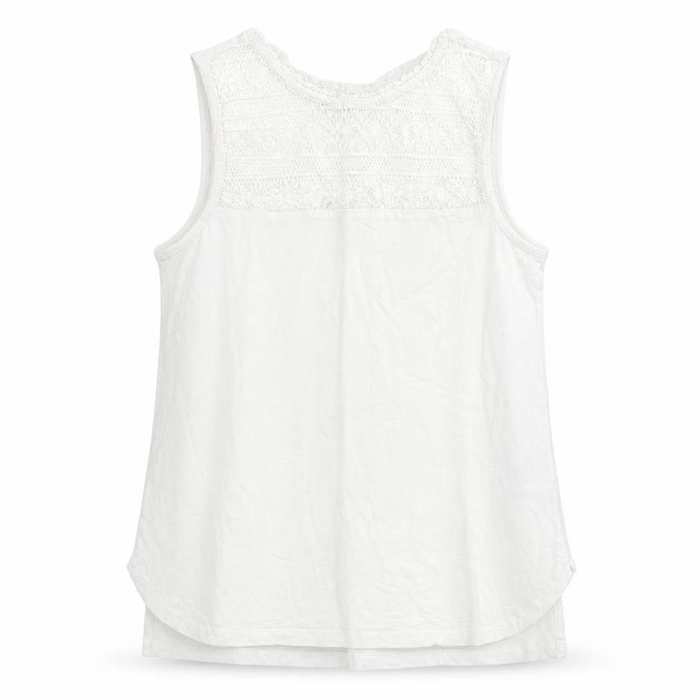 Front view of Peacocks women’s white viscose basic tank, size UK 8, crew neck
