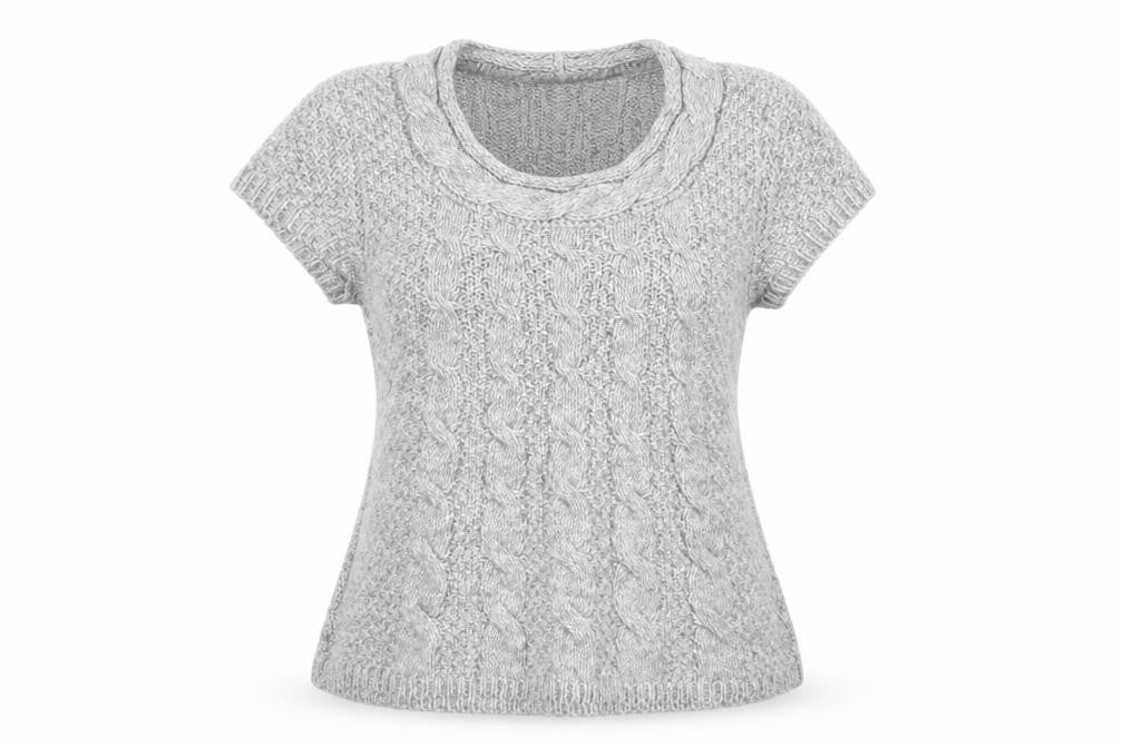 Front view of Oasis women’s grey acrylic pullover sweatshirt, size L