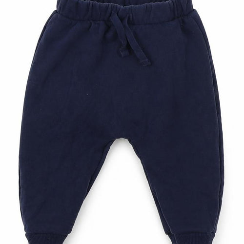 George Boys Blue  Cotton Sweatpants Trousers Size 3-6 Months  Drawstring