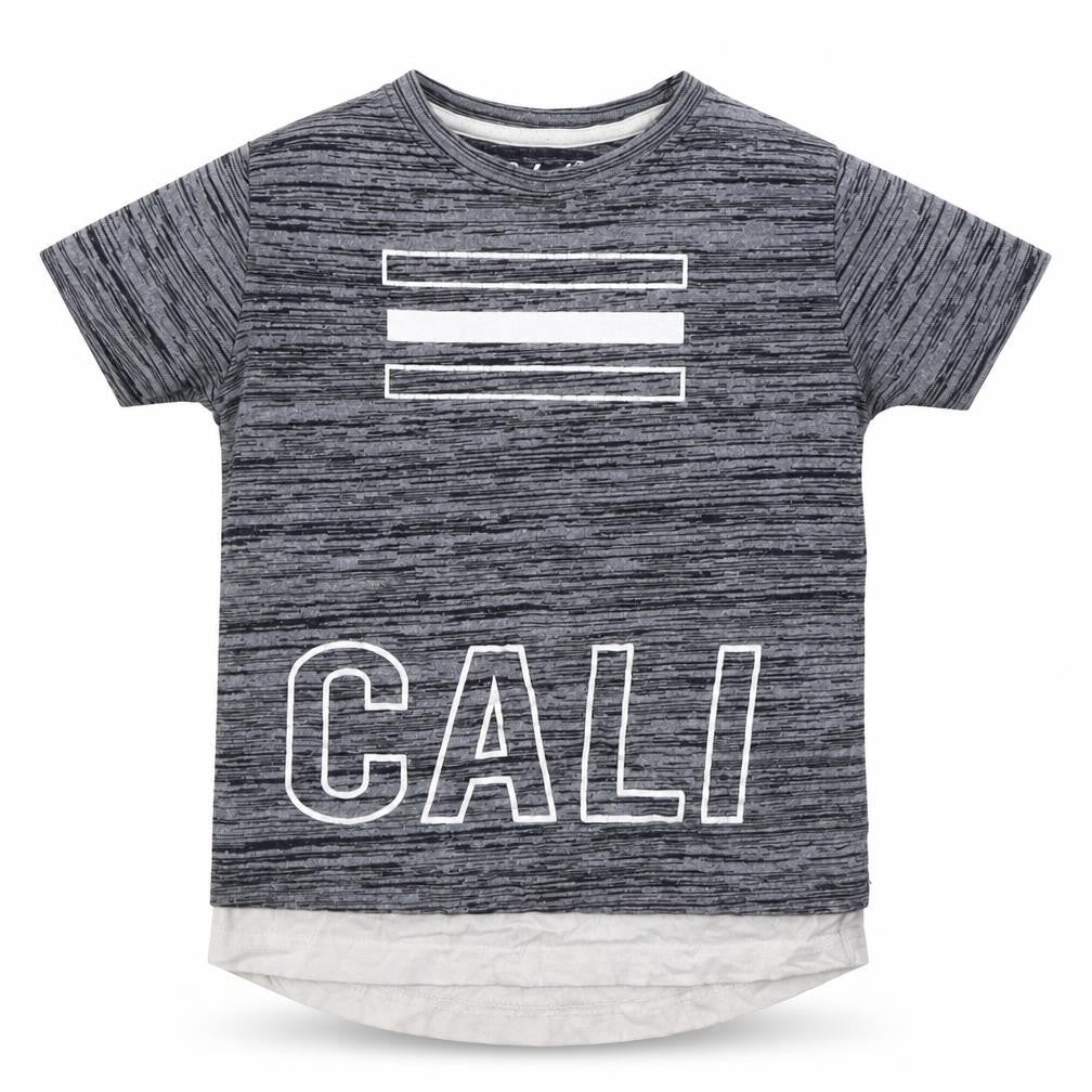 Front view of Primark boys’ blue cotton basic t-shirt, size 2-3, years crew neck pullover - cali