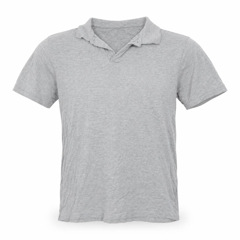 Front view of Primark men’s grey cotton polo, size L, collared pullover