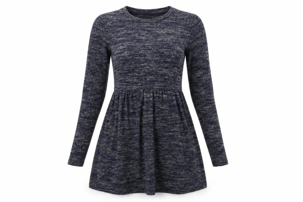 Front view of Studio women’s blue polyester fit & flare, size UK 8, round neck