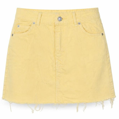 Topshop Womens Yellow  Cotton Mini Skirt Size 6   Zip