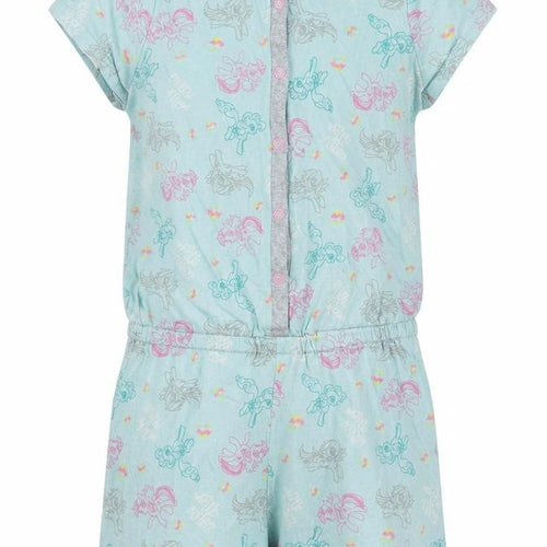 Primark Girls Blue Geometric 100% Cotton Romper One-Piece Size 9-10 Years  Button