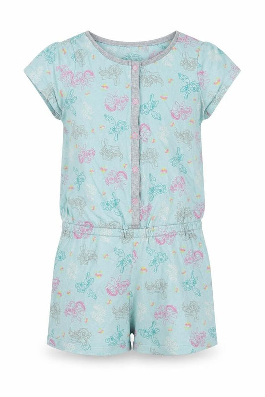 Primark Girls Blue Geometric 100% Cotton Romper One-Piece Size 9-10 Years  Button