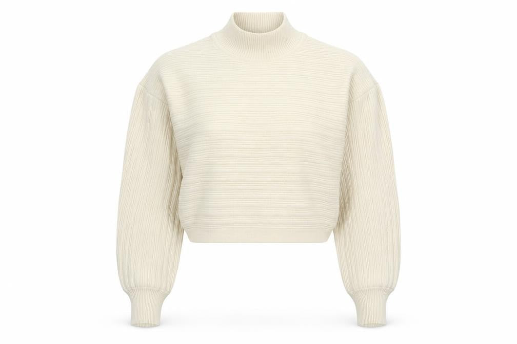 Front view of New Look women’s white high neck viscose jumper, size S