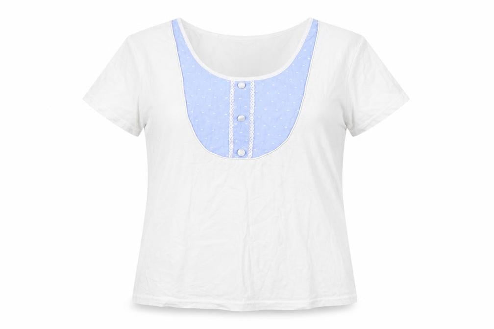 Front view of Inspirations women’s white 100% cotton basic t-shirt, size UK 14, round neck