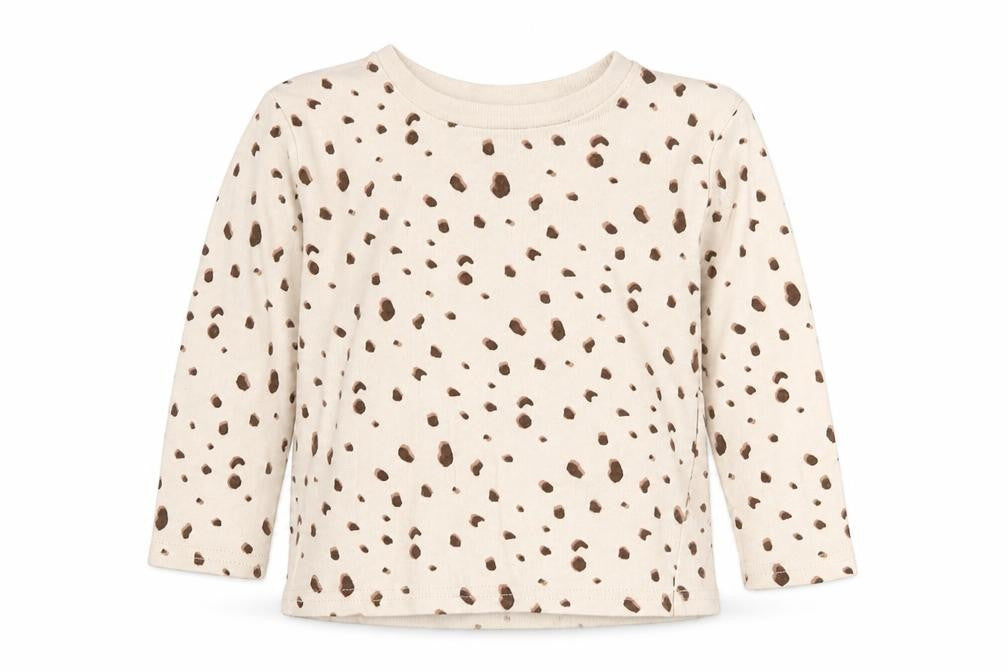 Primark Girls Beige Animal Print Cotton Jersey T-Shirt Size 9-12 Months Crew Neck