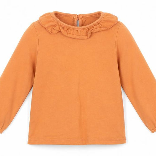 Primark Girls Orange  Cotton Jersey T-Shirt Size 9-12 Months Collared Button