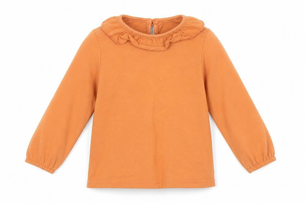 Primark Girls Orange  Cotton Jersey T-Shirt Size 9-12 Months Collared Button