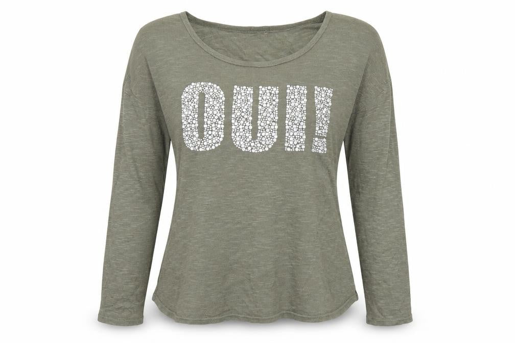 Front view of River Island women’s grey acrylic basic t-shirt, size UK 10, round neck - oui!