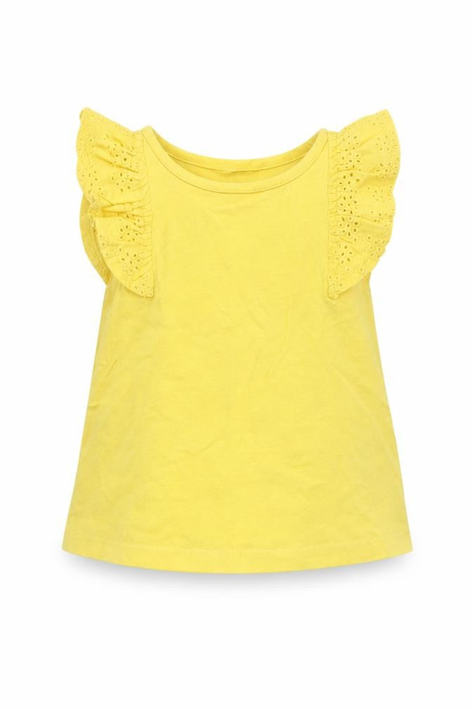 Front view of Next Baby Yellow Cotton Basic Tank, size 6-9, Months Round Neck Pullover