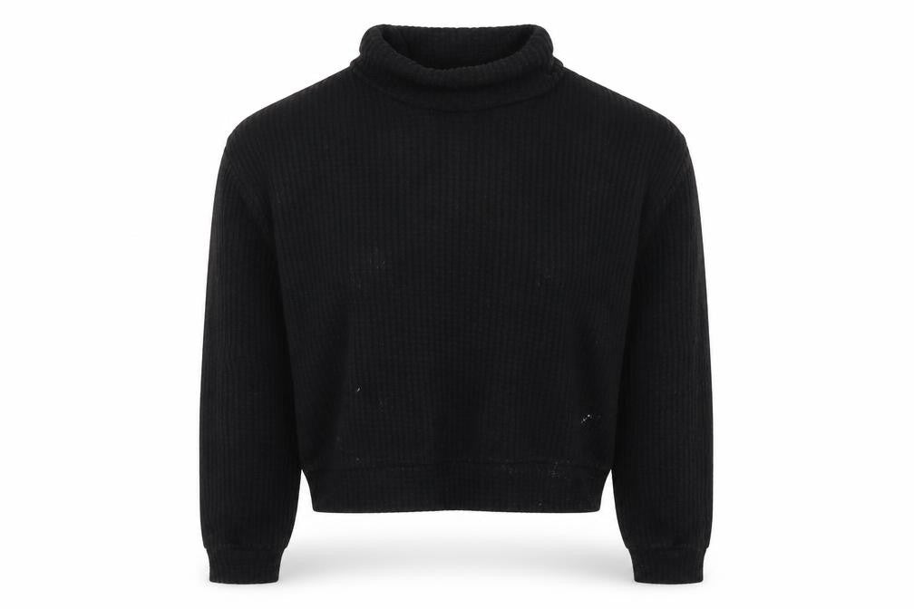 Front view of New Look women’s black round neck viscose jumper, size S