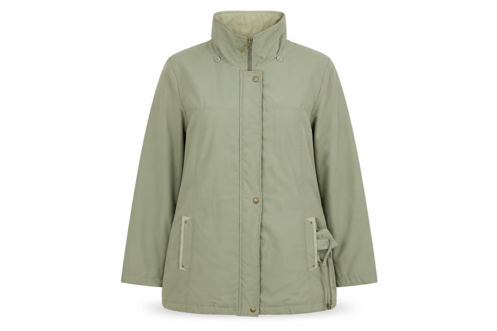 Front view of Bonmarché women’s green overcoat coat, size M