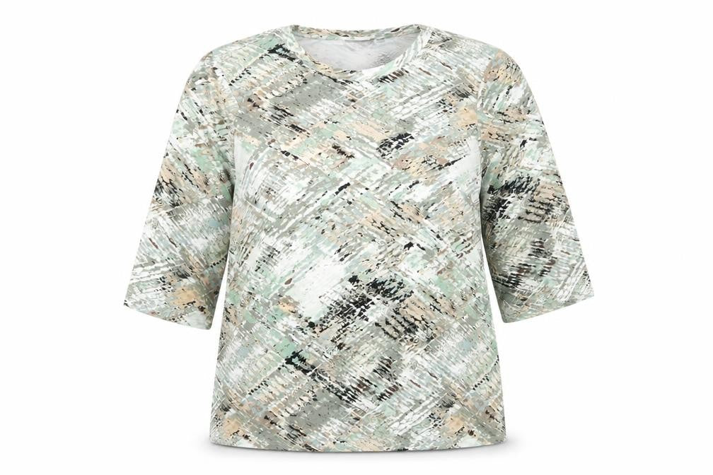 Brandtex Womens Multicoloured Camouflage Viscose Basic T-Shirt Size XL Scoop Neck
