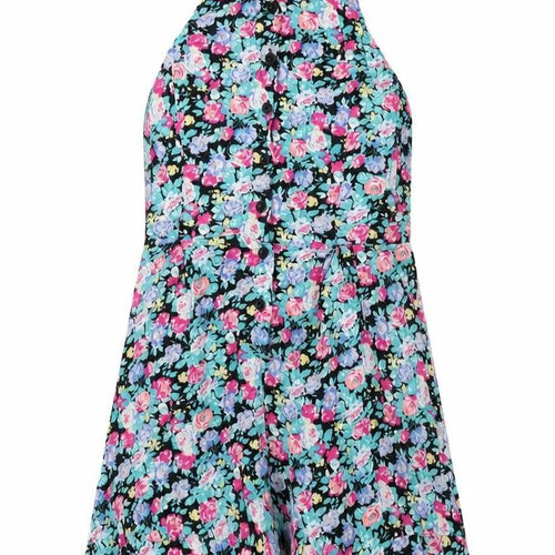 Pins & Needles Womens Black Floral Polyester Playsuit One-Piece Size S L3 in Button