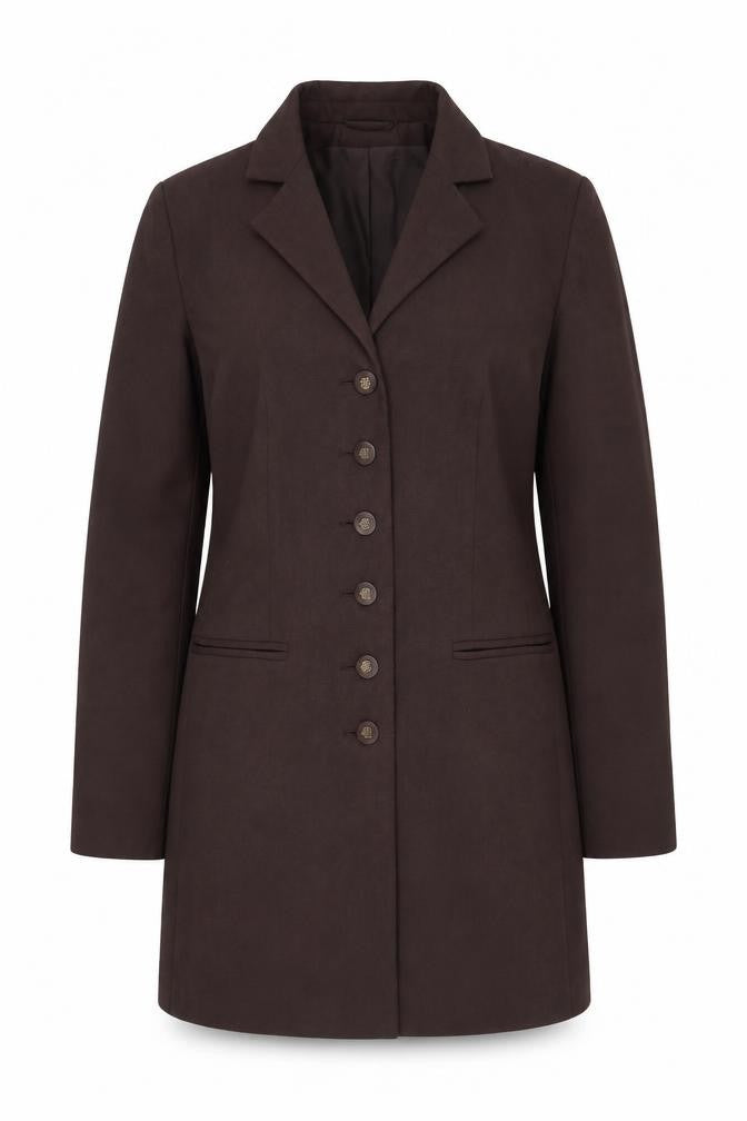 Front view of Classics women’s brown jacket blazer, size UK 12, button
