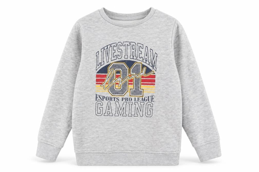Front view of George girls’ grey cotton pullover sweatshirt, size 6-7, years pullover