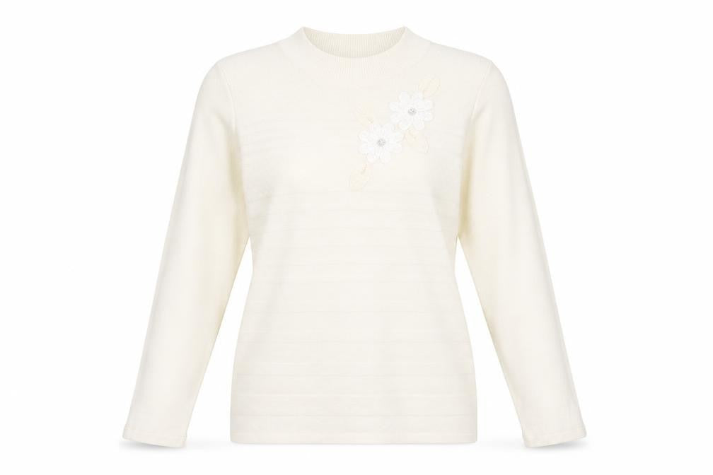 Front view of Bonmarché women’s ivory high neck polyester jumper, size S
