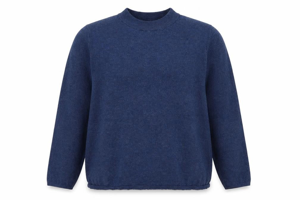Front view of Primark women’s blue high neck polyester jumper, size XL