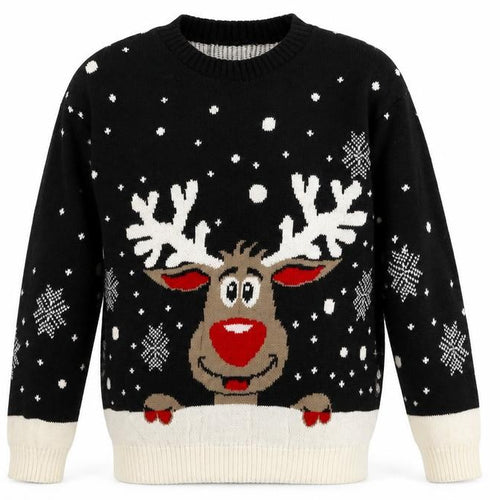 Dolls Mens Multicoloured Round Neck  Acrylic Pullover Jumper Size M   - Christmas Rudolf