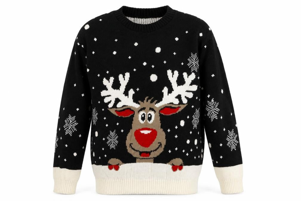 Dolls Mens Multicoloured Round Neck  Acrylic Pullover Jumper Size M   - Christmas Rudolf