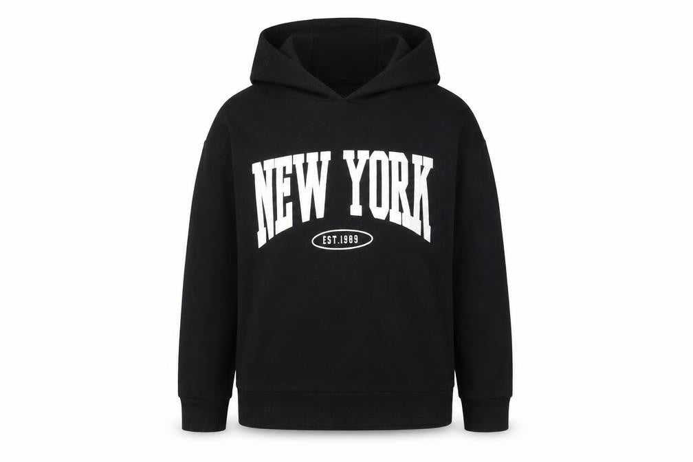 Dunnes Stores Girls Black  Cotton Pullover Hoodie Size 10-11 Years  Pullover