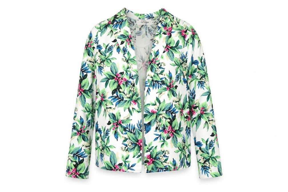 Front view of Miss Rage women’s multicoloured floral polyester jacket blazer, size UK 10