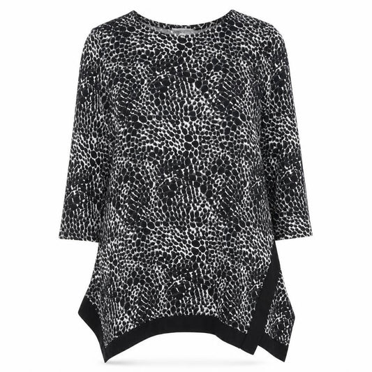 Front view of Apricot women’s multicoloured round neck geometric polyester jumper, size UK 10