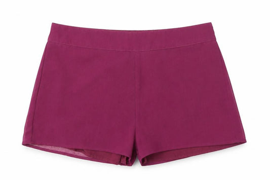 Front view of Republic women’s purple polyester bermuda shorts, size XS, 3-inch leg regular