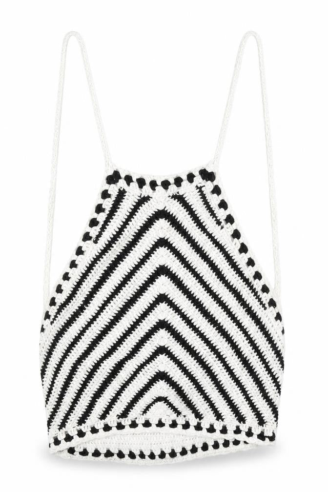 Front view of Forever 21 women’s multicoloured square neck striped cotton jumper, size S