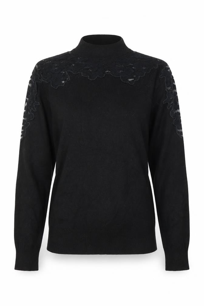 Front view of Primark women’s black mock neck viscose jumper, size UK 8