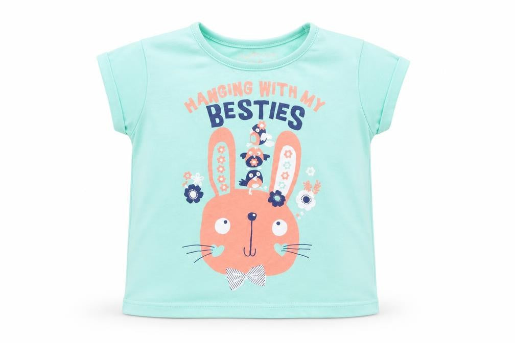 pep 7 co Baby Green  Cotton Basic Casual Size 18-24 Months Roll Neck  - bunny