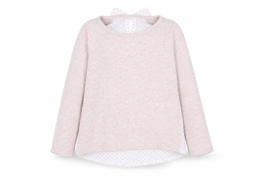 Front view of Dunnes girls’ pink viscose basic casual, size 7, years round neck