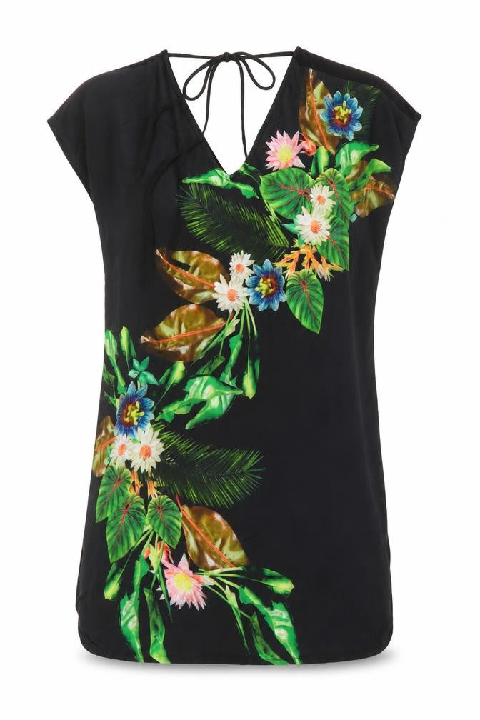 Front view of Warehouse women’s multicoloured floral polyester basic blouse, size UK 8, v-neck