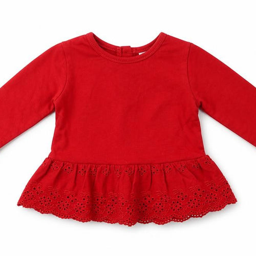 NEXT Girls Red  Cotton Pullover T-Shirt Size 0-3 Months Crew Neck