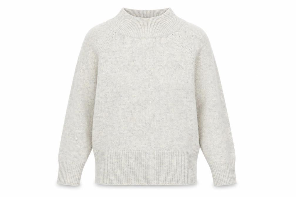 Front view of New Look women’s grey high neck polyester jumper, size S